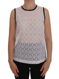 T-shirt en nylon blanc avec broderie florale en dentelle Dolce & Gabbana, style décontracté et élégant.
