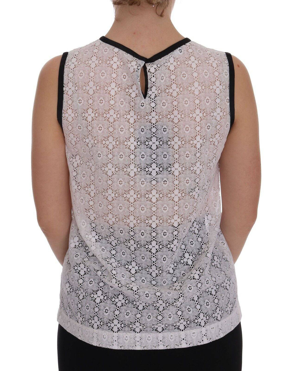 T-shirt blanc en dentelle florale en nylon de Dolce & Gabbana, style tank top élégant et féminin.
