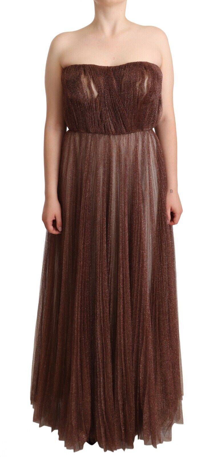 Robe longue en polyester bronze métallisé de Dolce & Gabbana, coupe élégante et fluide, idéale pour une occasion spéciale.
