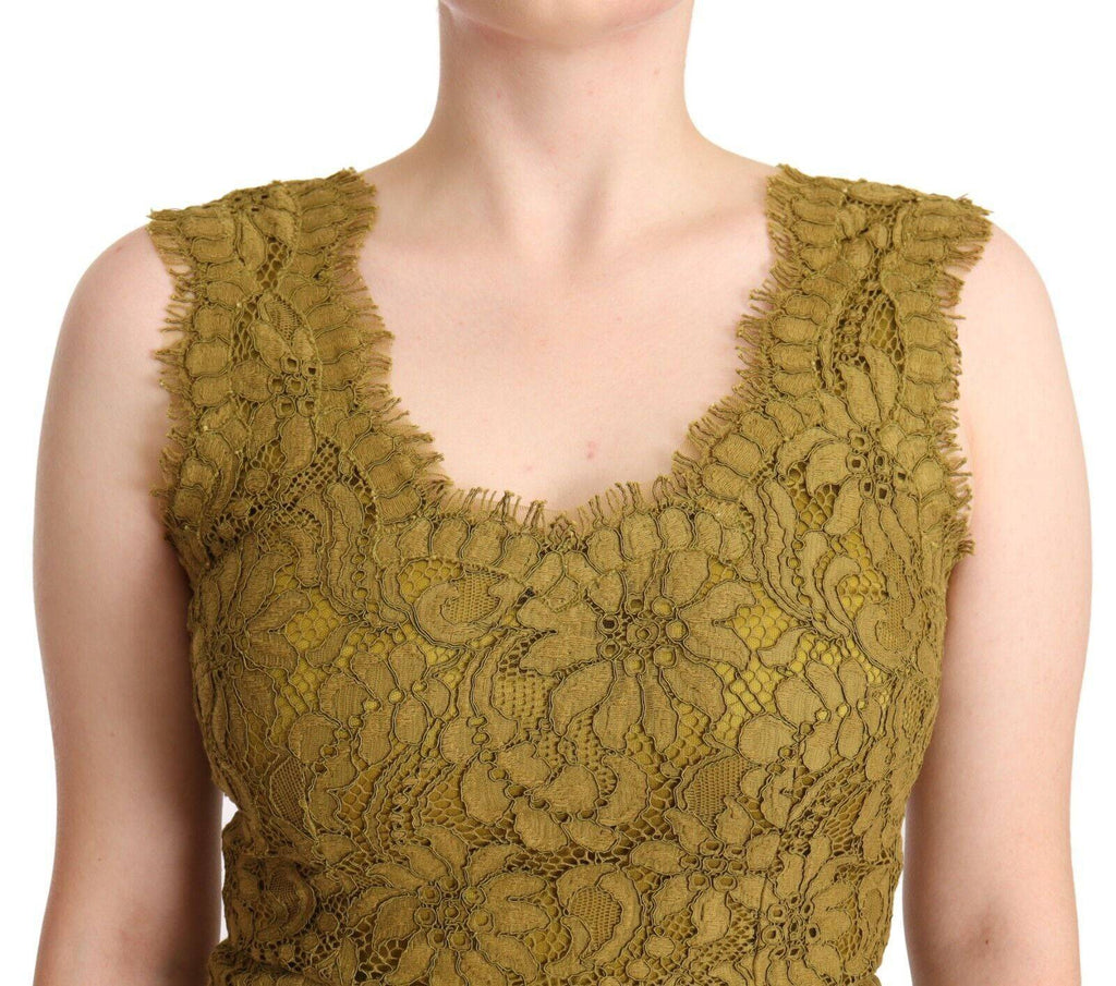 Robe longue en dentelle florale marron de Dolce & Gabbana, robe maxi élégante pour femmes.