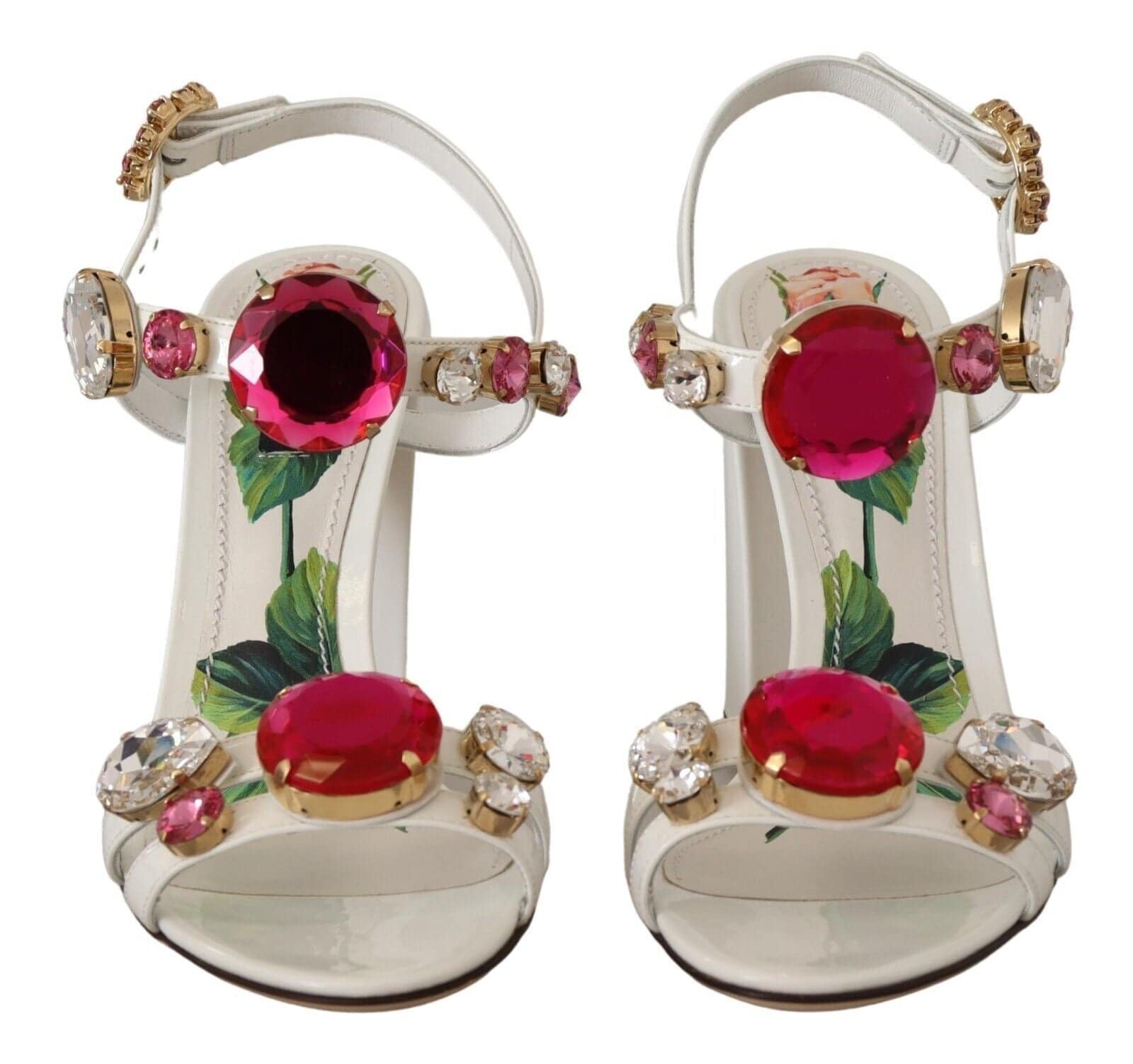 Sandales à talons en cuir blanc Dolce & Gabbana Keira avec cristaux, chaussures élégantes pour femmes.