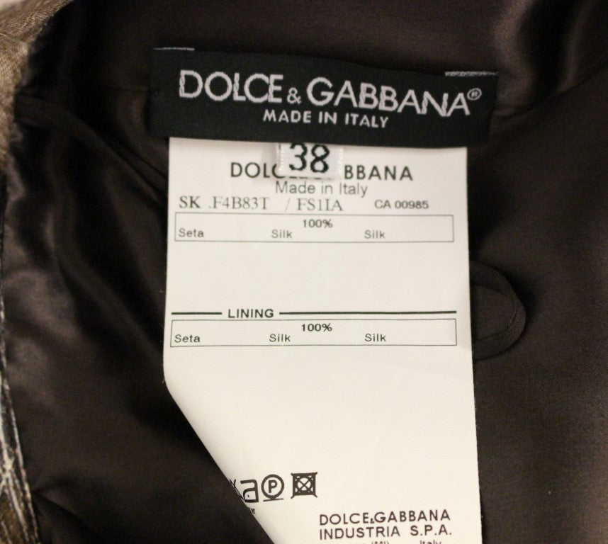 Jupe longue en soie florale marron de Dolce & Gabbana, coupe droite élégante et fluide.