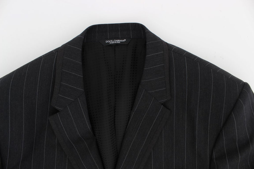 Veste slim en laine gris rayé de Dolce & Gabbana, blazer élégant et ajusté avec détails sophistiqués.