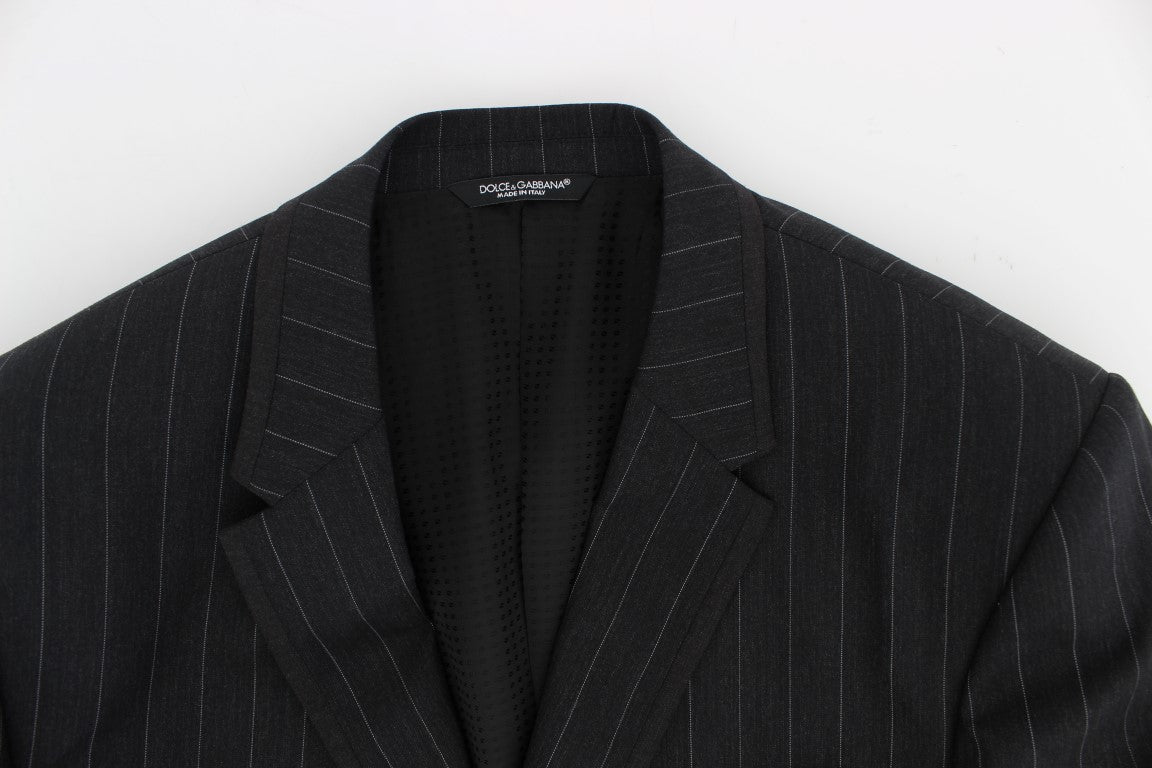 Veste slim en laine gris rayé de Dolce & Gabbana, blazer élégant et ajusté avec détails sophistiqués.