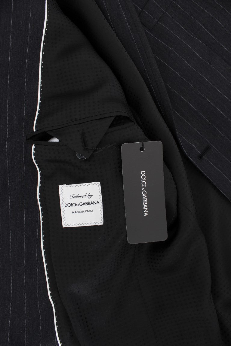 Veste slim en laine gris rayée de Dolce & Gabbana, blazer élégant à coupe ajustée et détails sophistiqués.