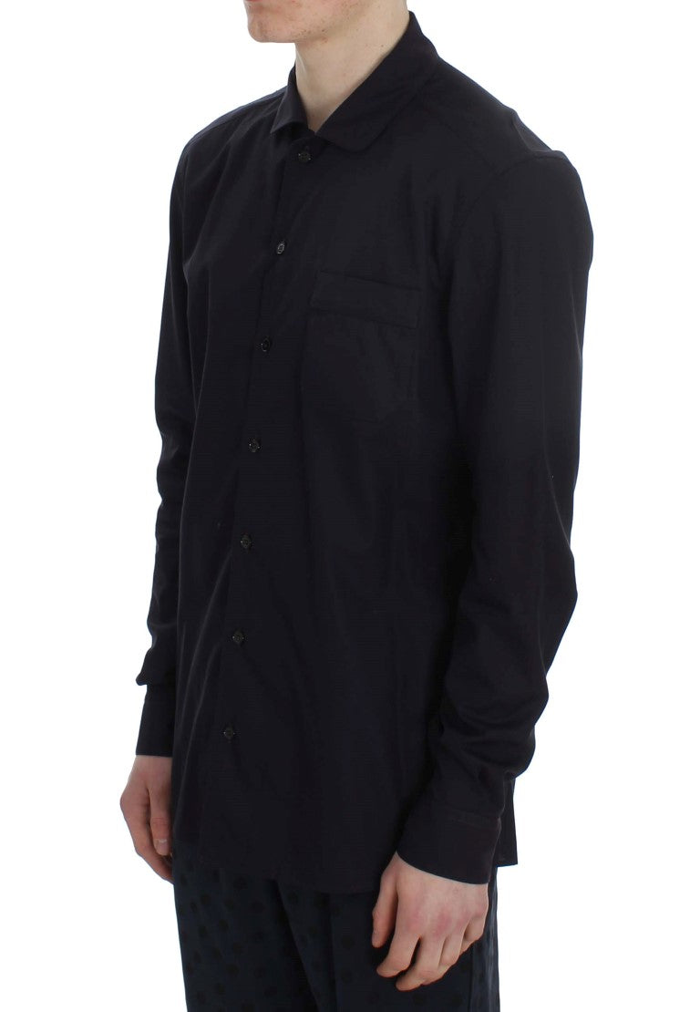 Chemise de pyjama en coton rayé violet Dolce & Gabbana, vêtement de détente élégant et confortable.