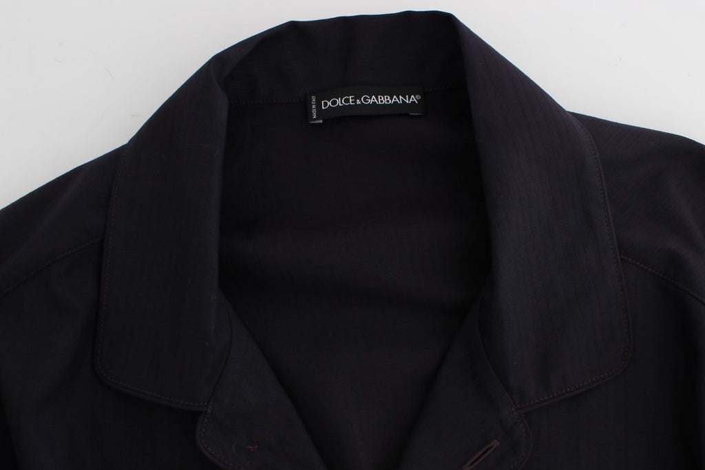 Chemise de pyjama Dolce & Gabbana en coton violet à rayures, vêtement de détente élégant pour homme.
