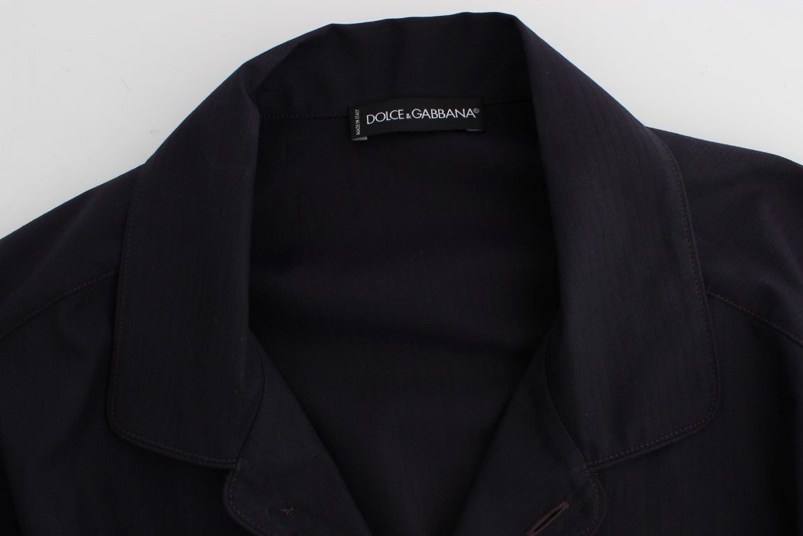 Chemise de pyjama Dolce & Gabbana en coton violet à rayures, vêtement de détente élégant pour homme.