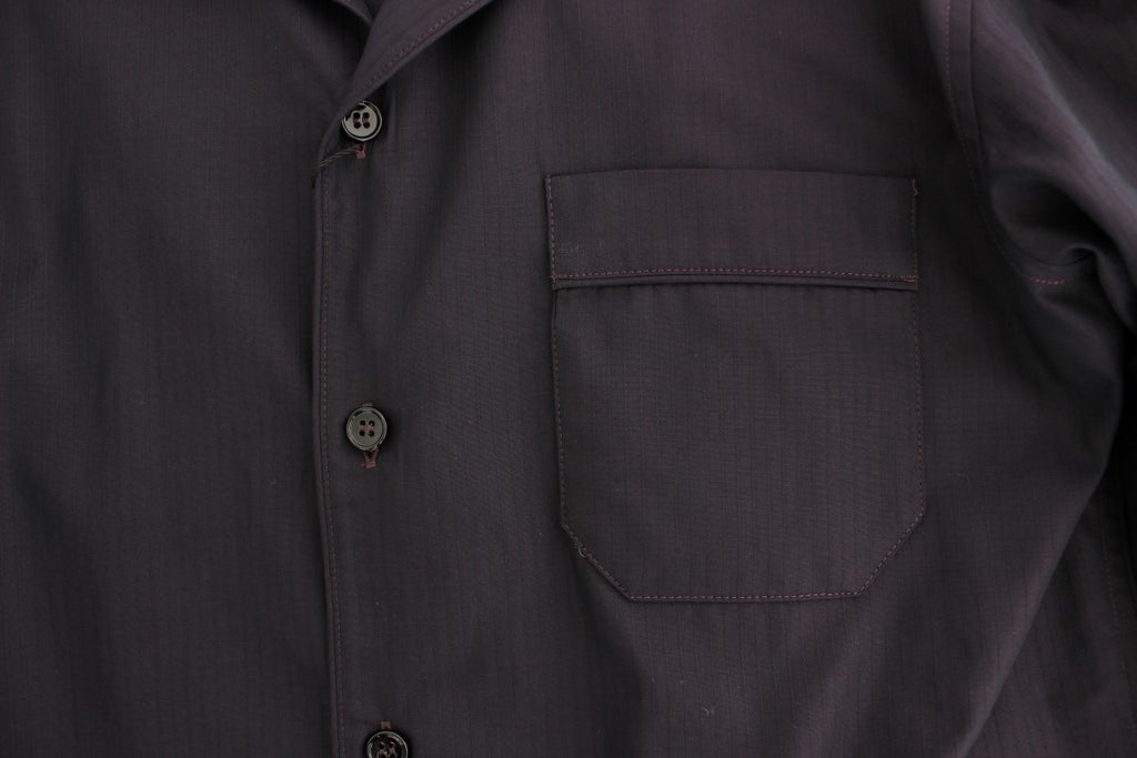 Chemise de pyjama Dolce & Gabbana en coton à rayures violettes, confortable pour lounge et détente.