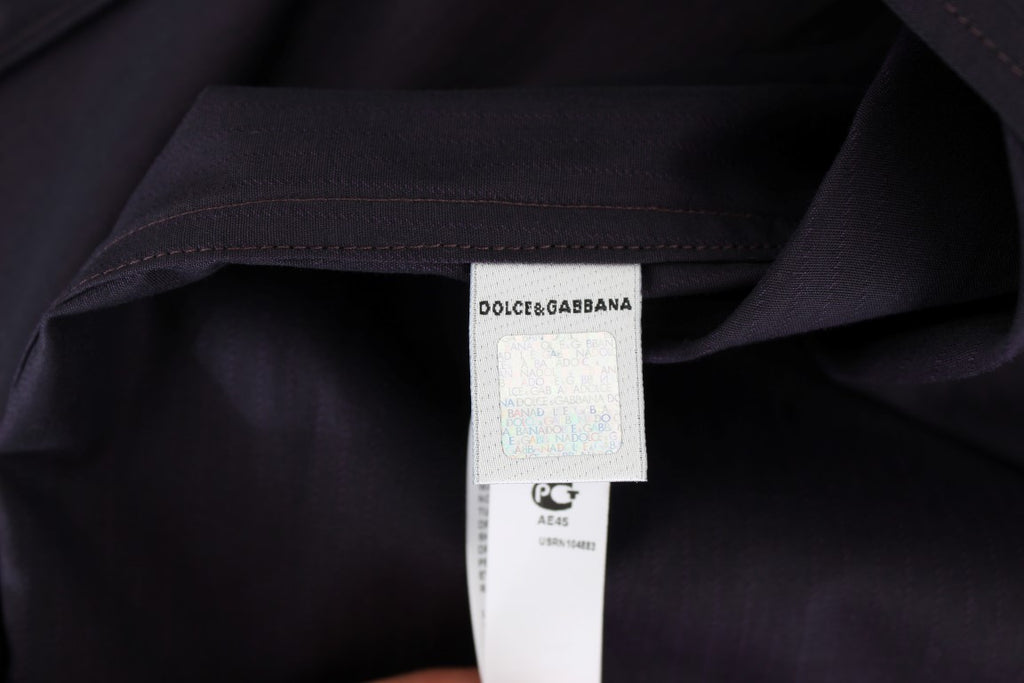Chemise de pyjama Dolce & Gabbana en coton violet à rayures, vêtement de détente élégant et confortable.