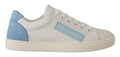 Chaussures sneakers basses en cuir blanc et bleu de Dolce & Gabbana, chaussures de mode pour homme et femme.