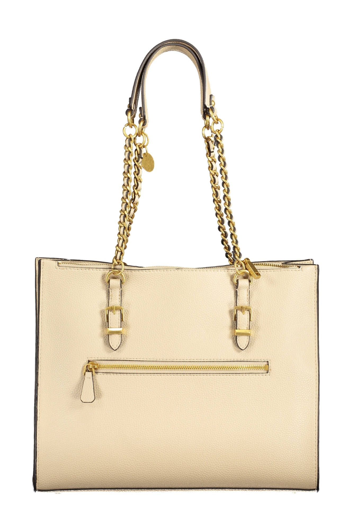 Sac à main Guess Jeans beige en polyéthylène avec poignées, élégant et pratique pour un look décontracté.