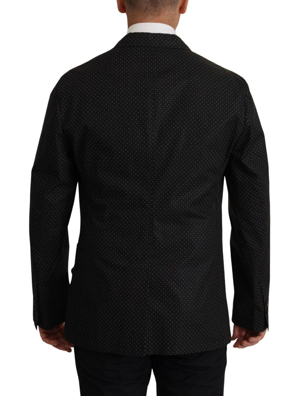 Veste blazer en coton noir à pois Dolce & Gabbana, élégante et décontractée, avec col et boutons visibles.