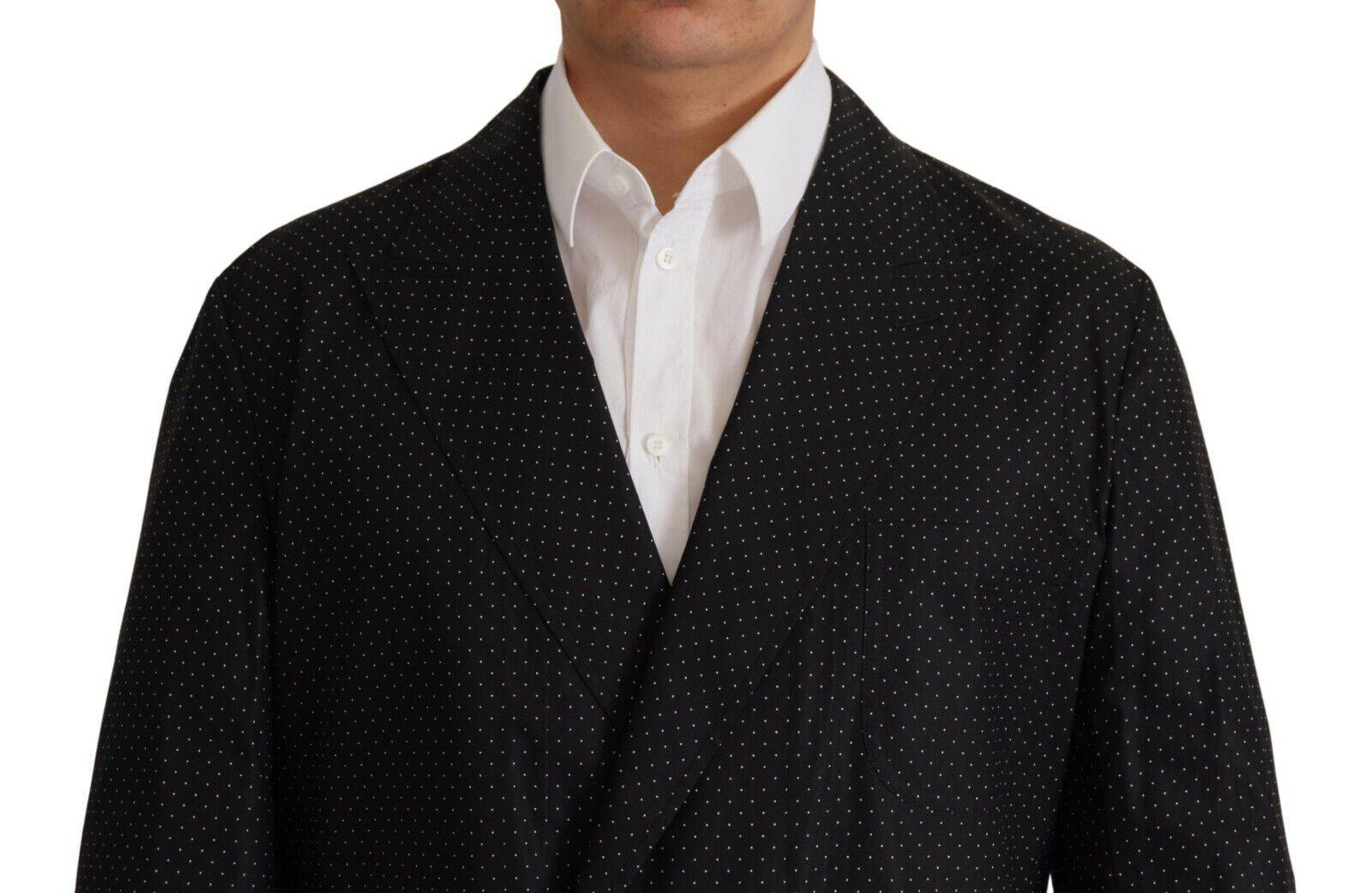 Blazer en coton noir à pois Dolce & Gabbana, veste élégante avec motif à pois, pour un style chic et sophistiqué.