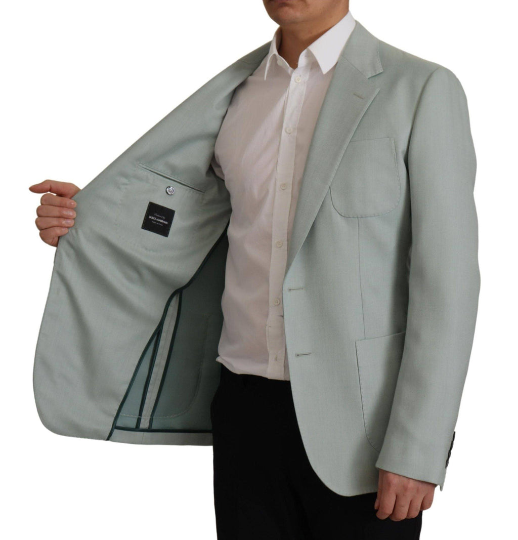 Blazer en cachemire et soie Dolce & Gabbana Light Green, coupe élégante et tissu doux visible sur l'image.