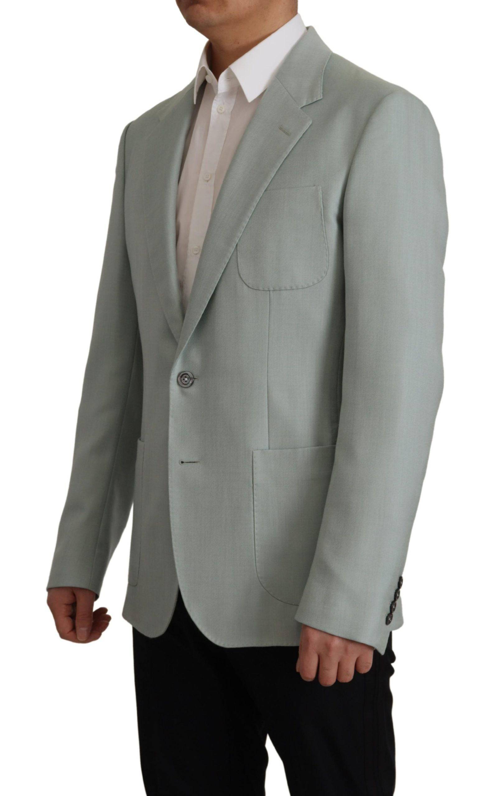 Blazer en cachemire et soie Dolce & Gabbana Light Green, coupe élégante pour femme, détail de la texture du tissu.