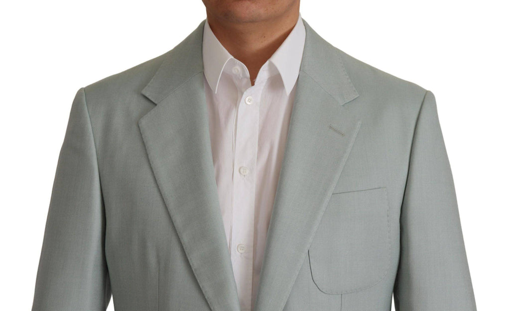 Blazer en cachemire et soie Light Green de Dolce & Gabbana, élégant et sophistiqué, porté sur un mannequin.
