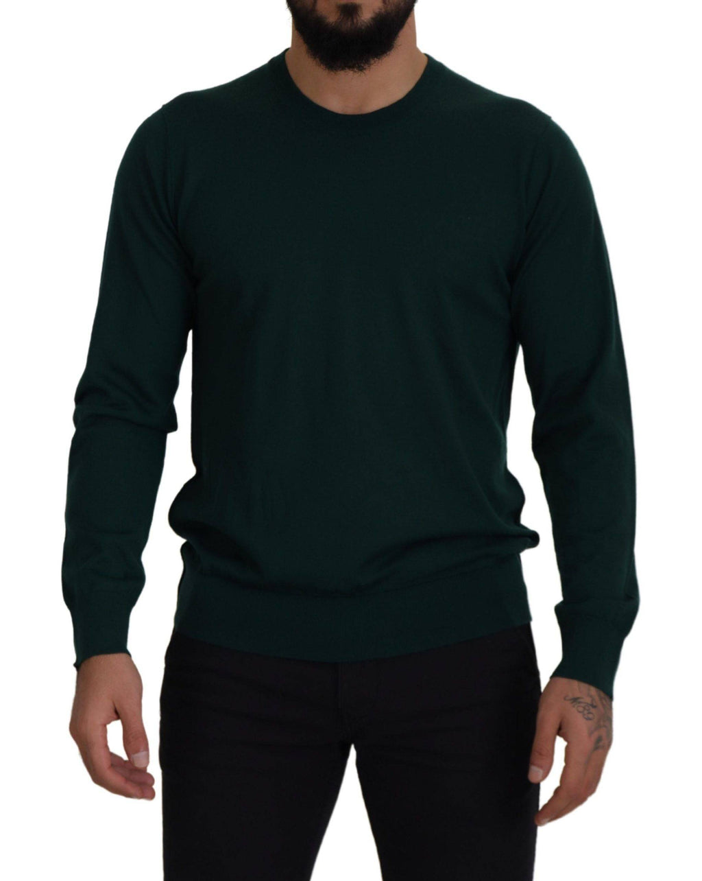 Pull-over en cachemire vert Dolce & Gabbana avec col rond, doux et élégant, pour un style sophistiqué.