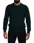 Pull-over en cachemire vert Dolce & Gabbana avec col rond, doux et élégant, pour un style sophistiqué.