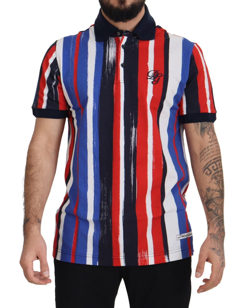 Polo en coton multicolore de Dolce & Gabbana, haut élégant avec col classique et motifs colorés, pour un style sophistiqué.