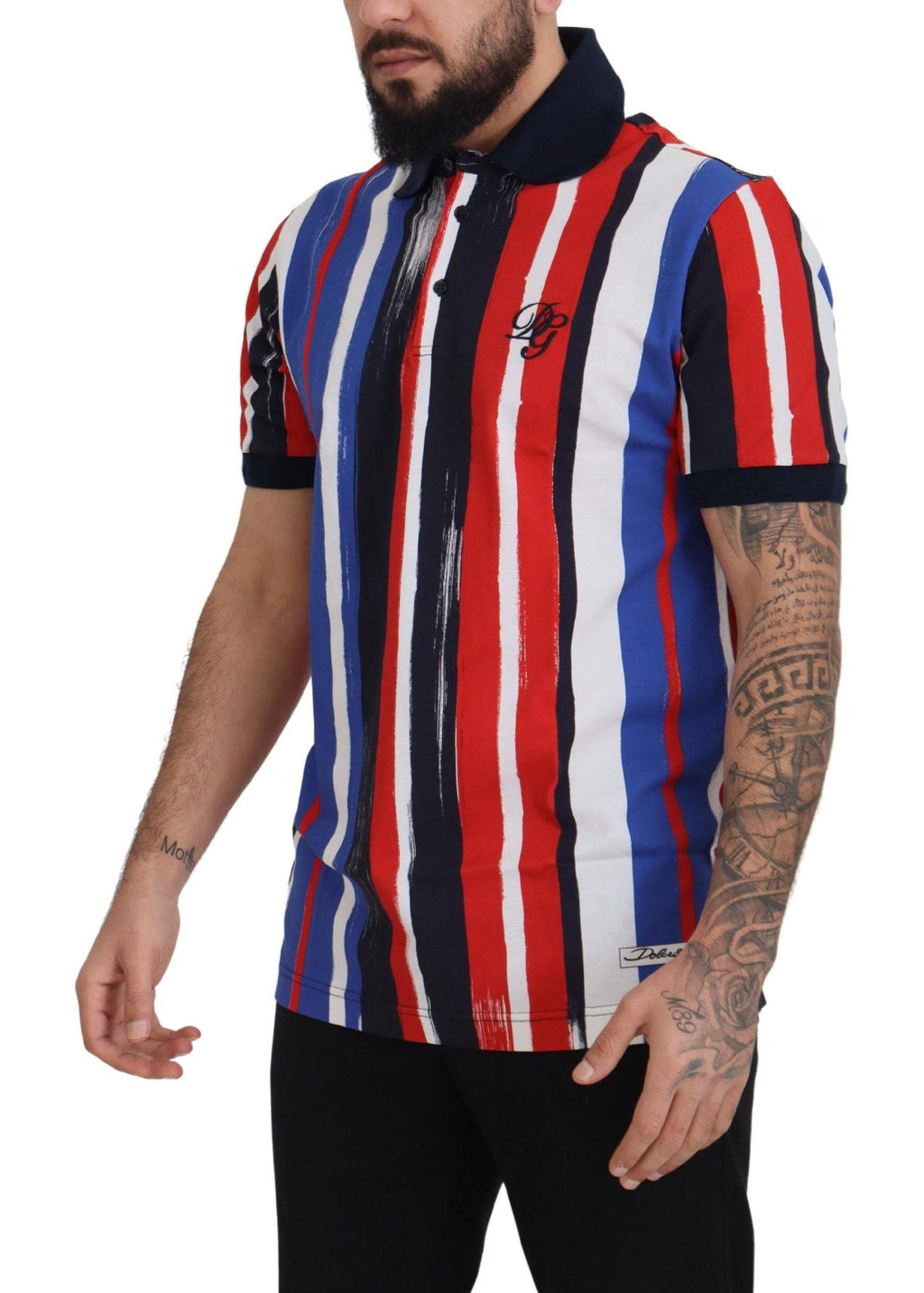 Polo en coton multicolore de Dolce & Gabbana, haut classique avec col et boutonnière, élégant et coloré.