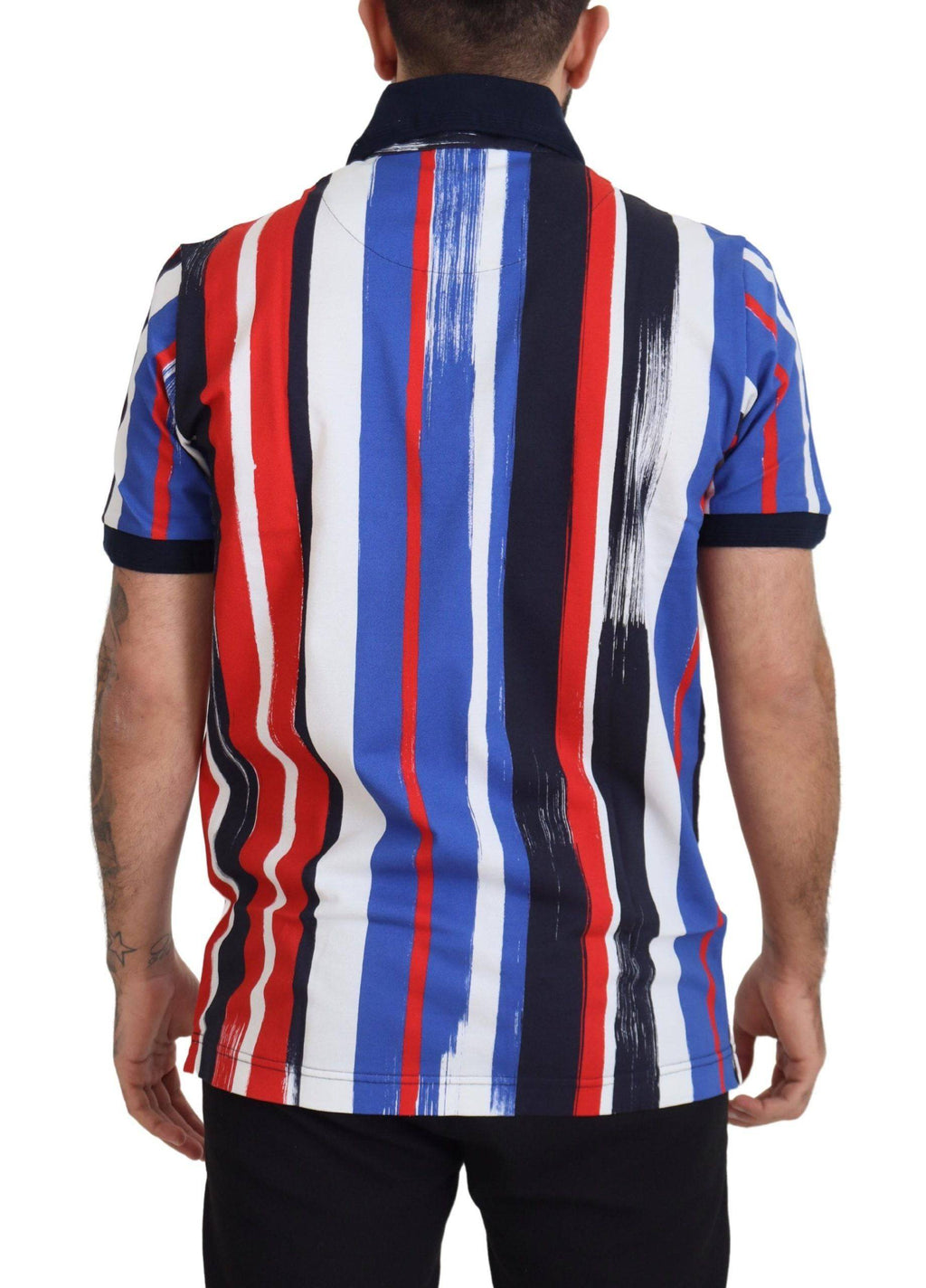 Polo en coton multicolore de Dolce & Gabbana, haut t-shirt avec col classique et design coloré, vue de face.