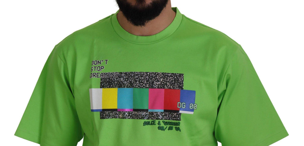 T-shirt vert en coton Dolce & Gabbana DG CHANNEL, style décontracté avec logo sur le devant.