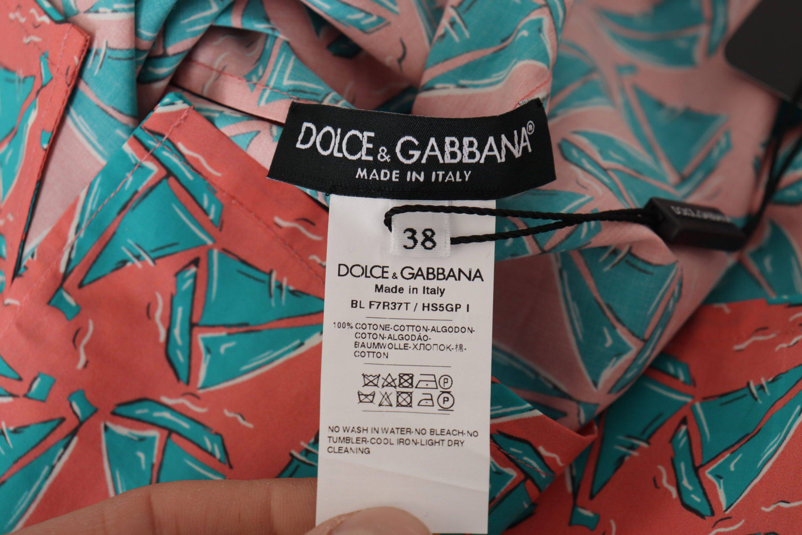 T-shirt en coton rose avec motif de bateau à voile Dolce & Gabbana, style décontracté et graphique, pour femme.