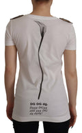 T-shirt blanc et noir Dolce & Gabbana avec roses, en coton, col rond, style décontracté et tendance.