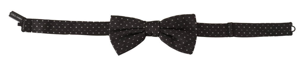 Dolce & Gabbana Dark Gray Polka Dot 100% Silk Neck Papillon Tie