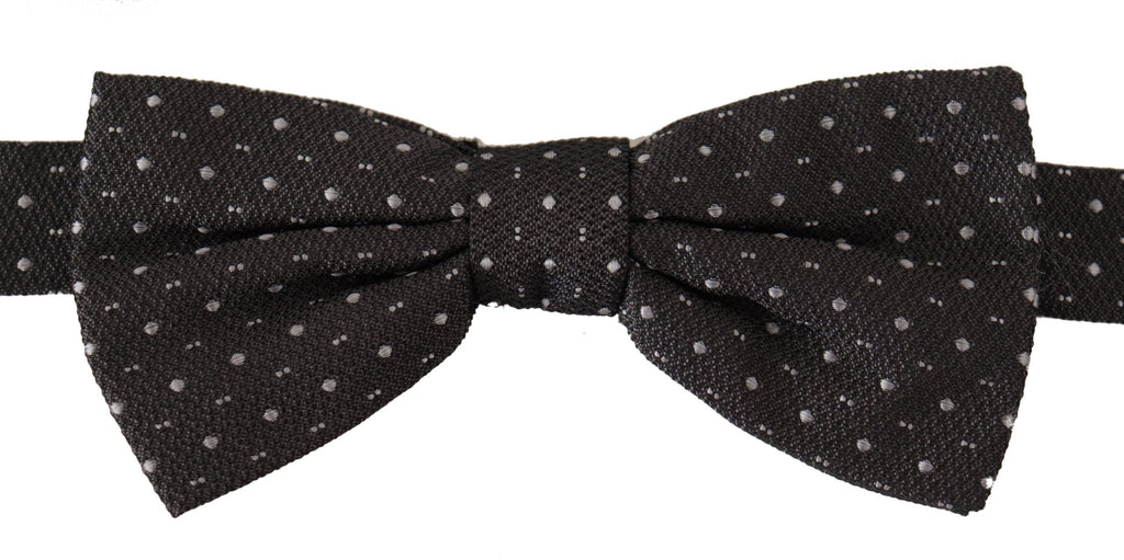 Dolce & Gabbana Dark Gray Polka Dot 100% Silk Neck Papillon Tie