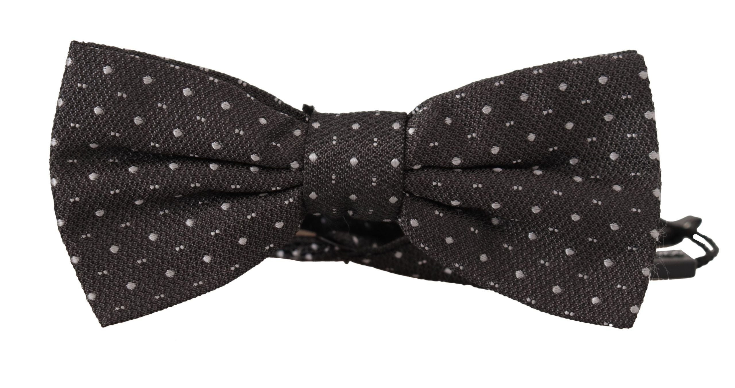 Dolce & Gabbana Dark Gray Polka Dot 100% Silk Neck Papillon Tie
