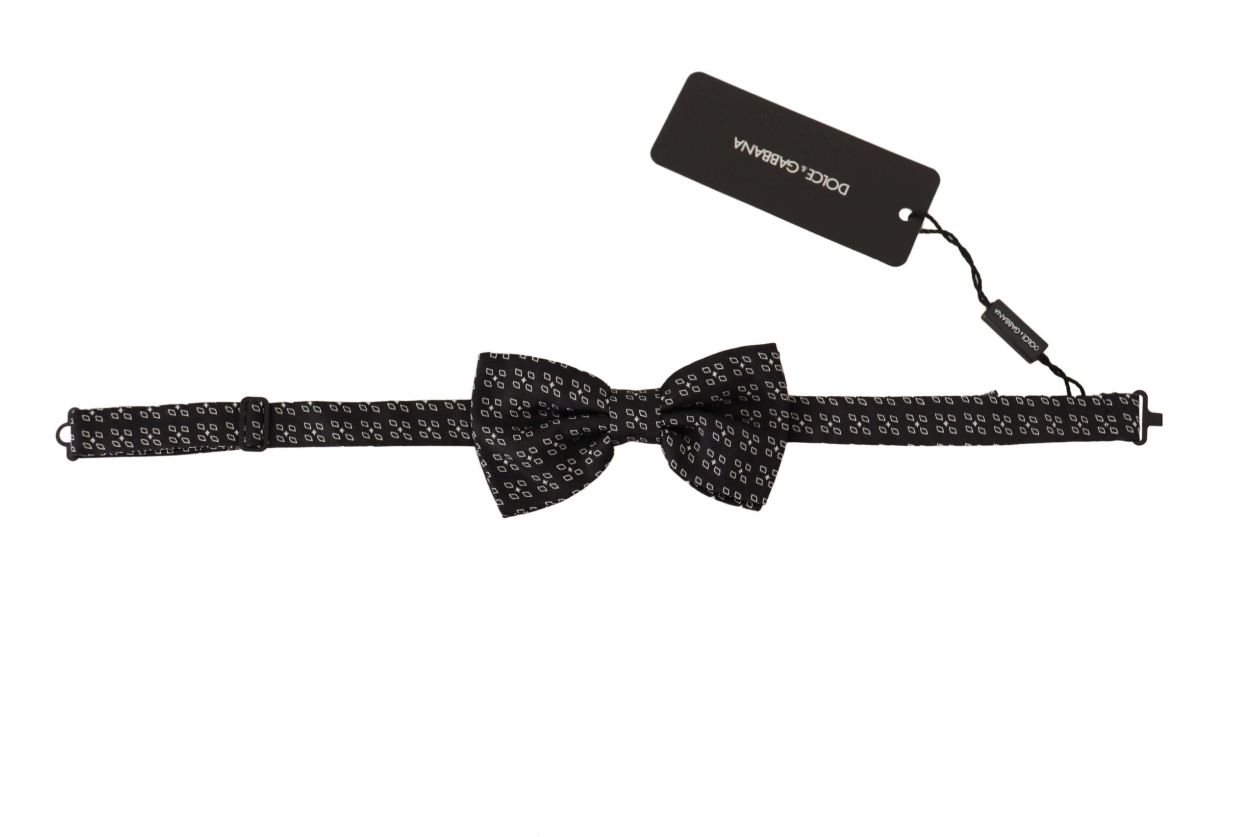 Dolce & Gabbana Dark Gray White Polka Dot 100% Silk Neck Papillon Tie