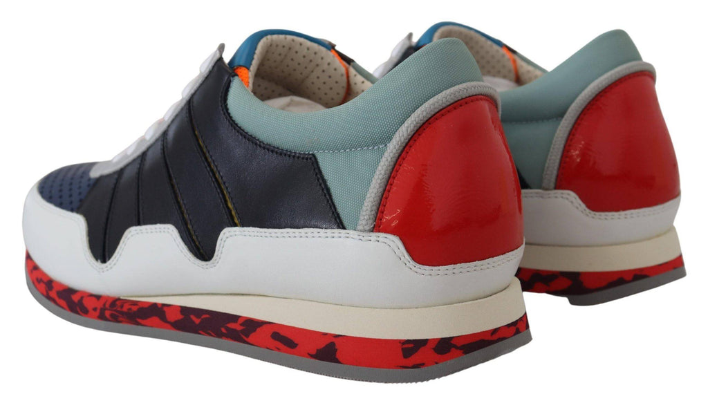 Chaussures sport basses Dolce & Gabbana en cuir multicolore, baskets à lacets pour homme, style tendance et coloré.