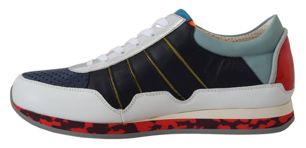 Chaussures de sport basses en cuir multicolore Dolce & Gabbana, baskets tendance avec design coloré et détails modernes.