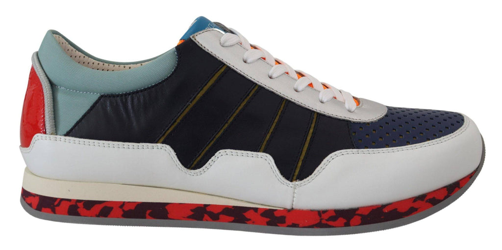 Sneakers basses en cuir multicolore Dolce & Gabbana, style sport, avec semelle blanche et détails colorés visibles.