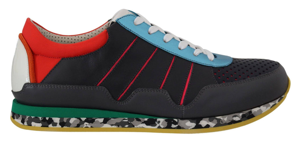 Chaussures de sport basses multicolores Dolce & Gabbana, baskets décontractées avec design coloré et détail en cuir.