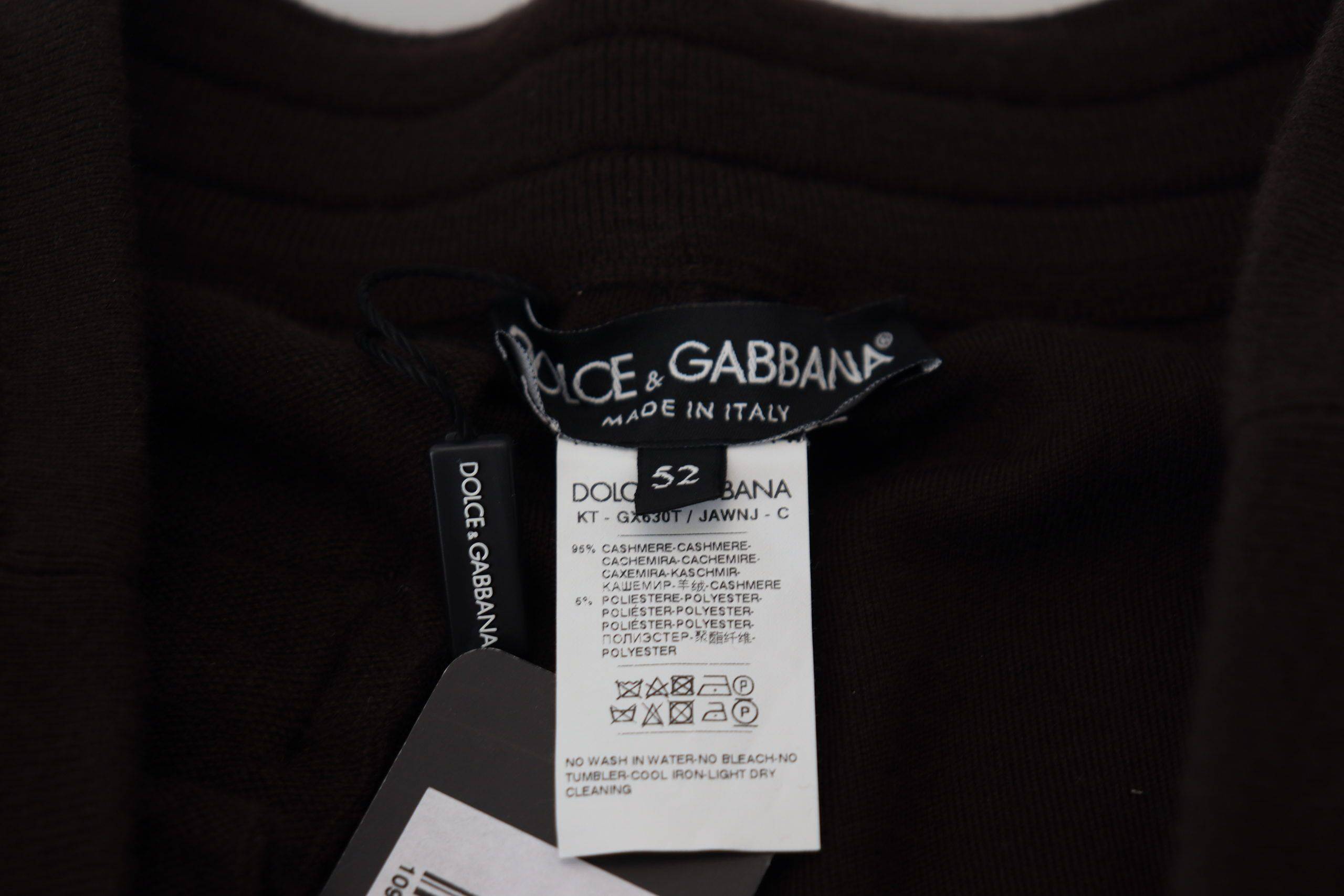 Pantalons en cachemire marron Dolce & Gabbana avec ceinture à cordon, style décontracté et élégance sophistiquée.