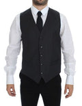 Gilet formel en laine grise Dolce & Gabbana, veste élégante pour homme ou femme, détails sophistiqués et couture raffinée.