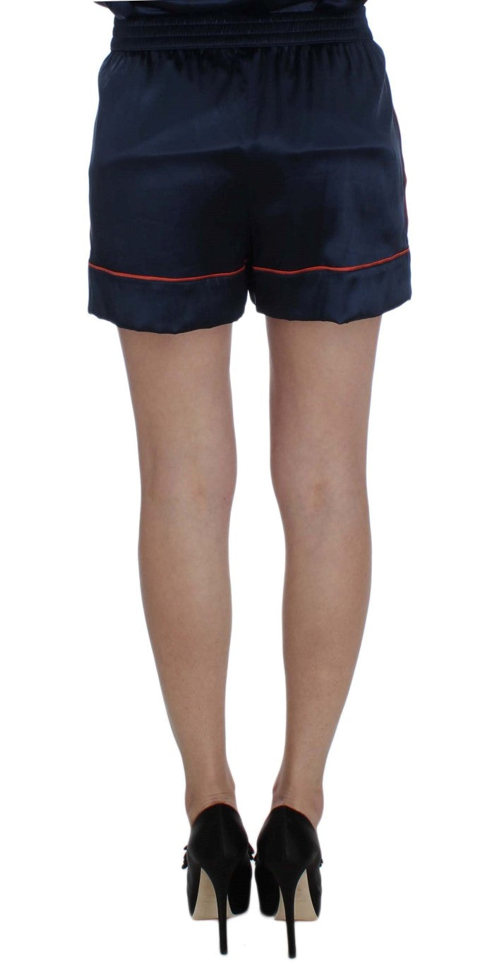 Shorts de pyjama en soie bleue Dolce & Gabbana, coupe extensible, avec finition élégante, parfaits pour un sommeil confortable.