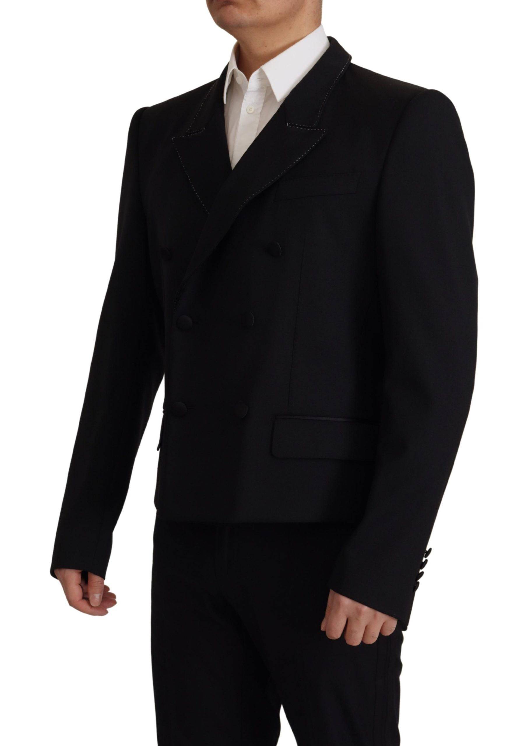 Manteau blazer noir double boutonnage Dolce & Gabbana en laine, style élégant et classique pour femme.