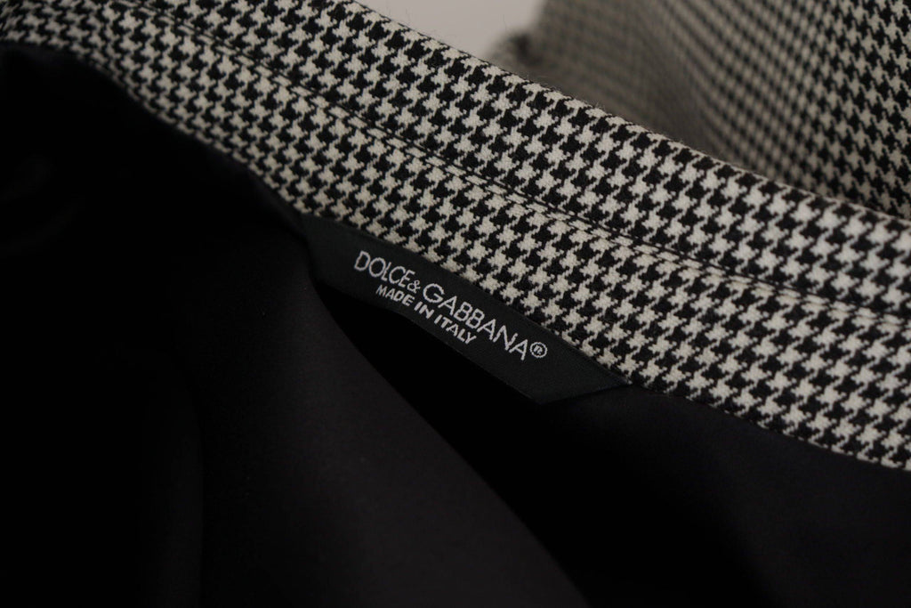 Veste blazer à carreaux gris Dolce & Gabbana, coupe simple boutonnage, tissu élégant, vue de face sur fond neutre.