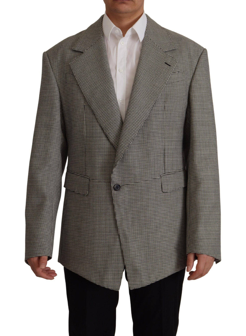 Veste blazer à carreaux gris Dolce & Gabbana à un seul boutonnage, élégante et sophistiquée pour homme.