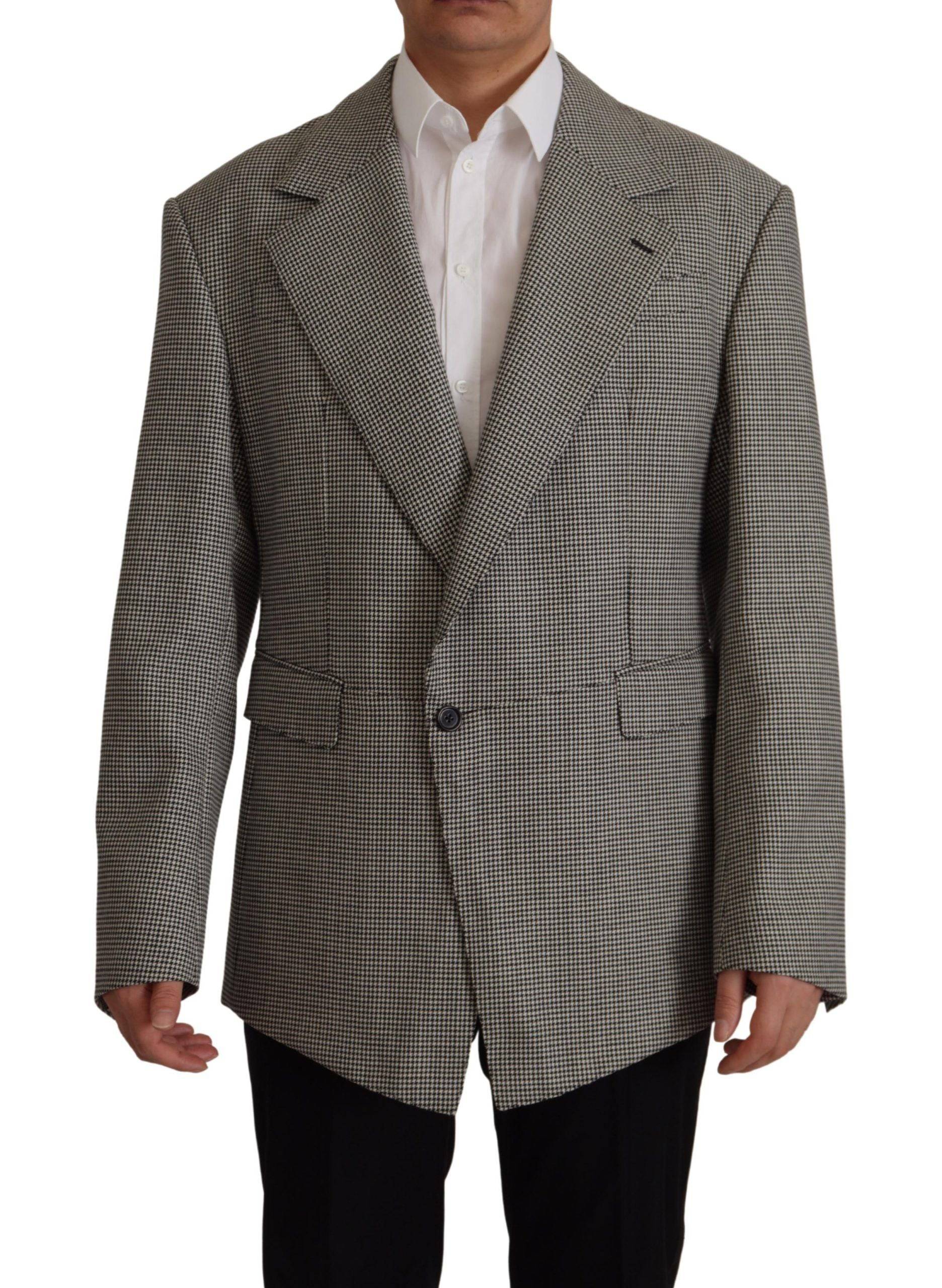 Veste blazer à carreaux gris Dolce & Gabbana à un seul boutonnage, élégante et sophistiquée pour homme.