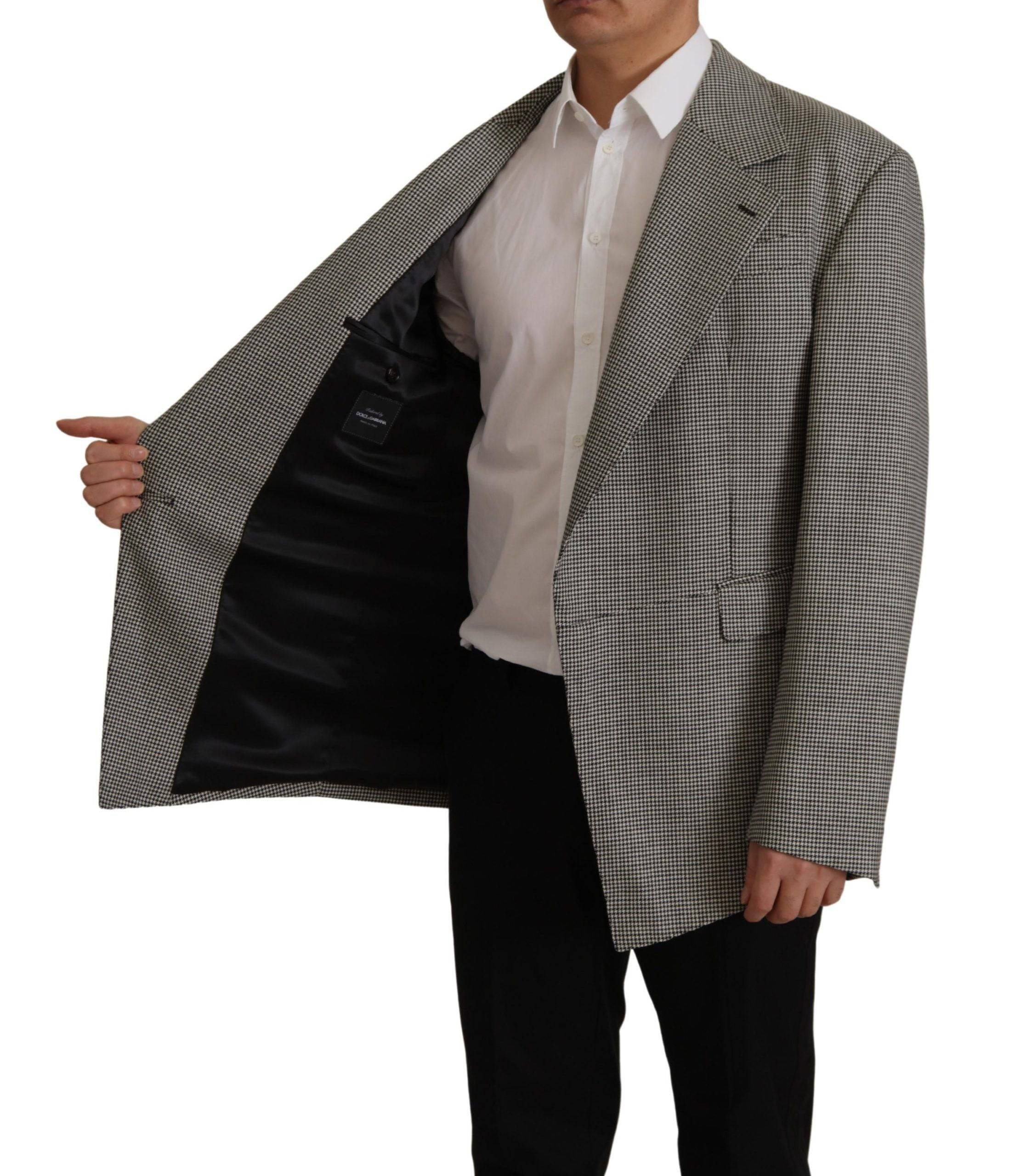 Veste blazer à carreaux gris Dolce & Gabbana à simple boutonnage, style élégant et sophistiqué pour homme.
