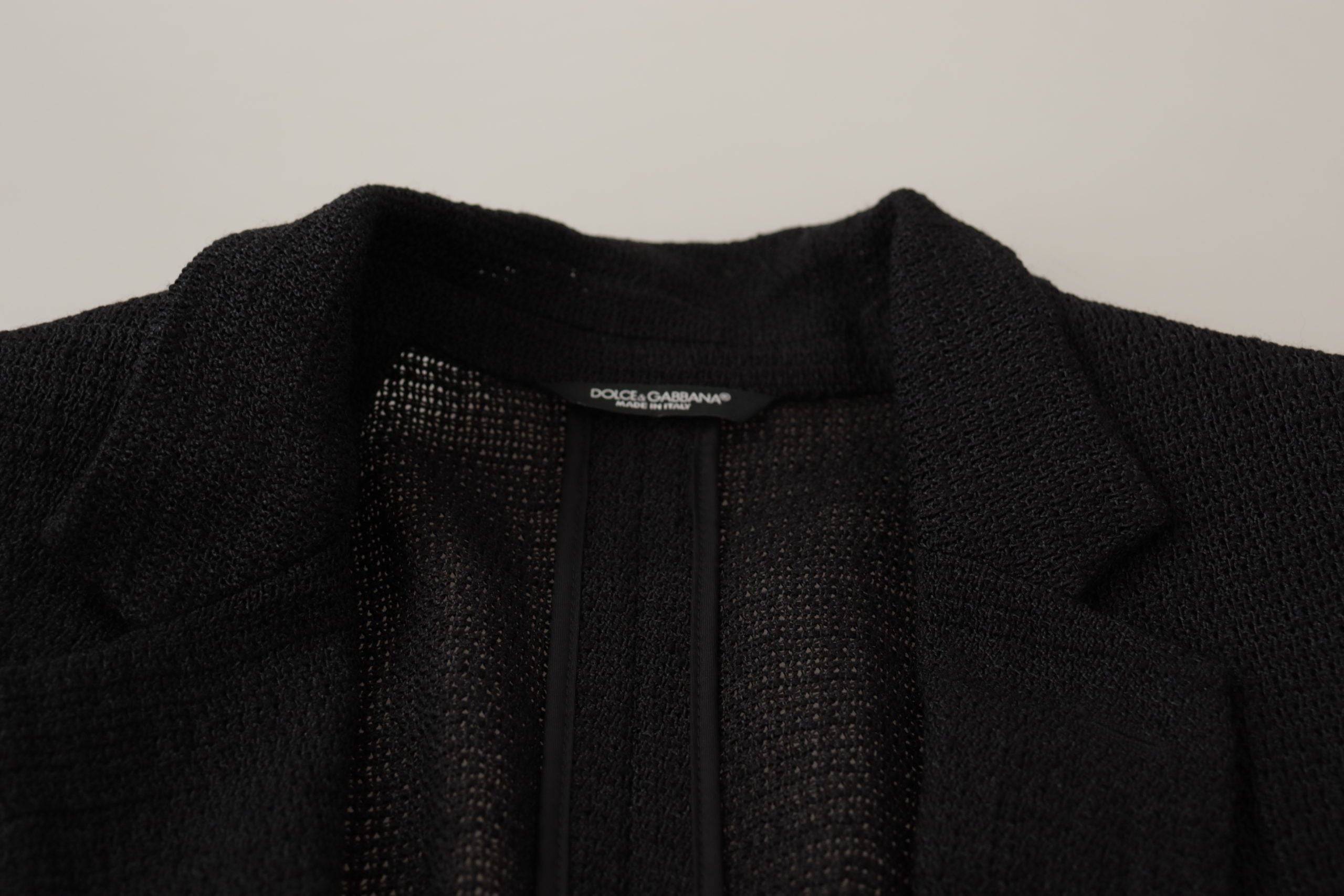 Manteau homme noir Dolce & Gabbana, blazer croisé à un seul bouton, look élégant et classique, en tissu de qualité.