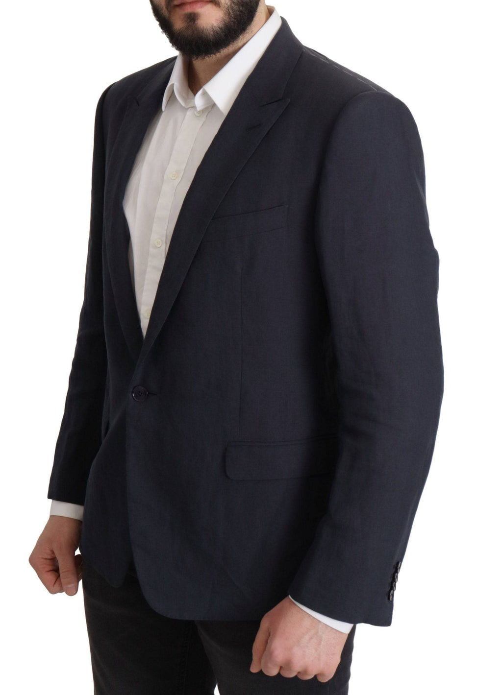 Veste blazer bleue foncée Dolce & Gabbana Alta Sartoria, veste élégante en tissu de luxe, détails sophistiqués.