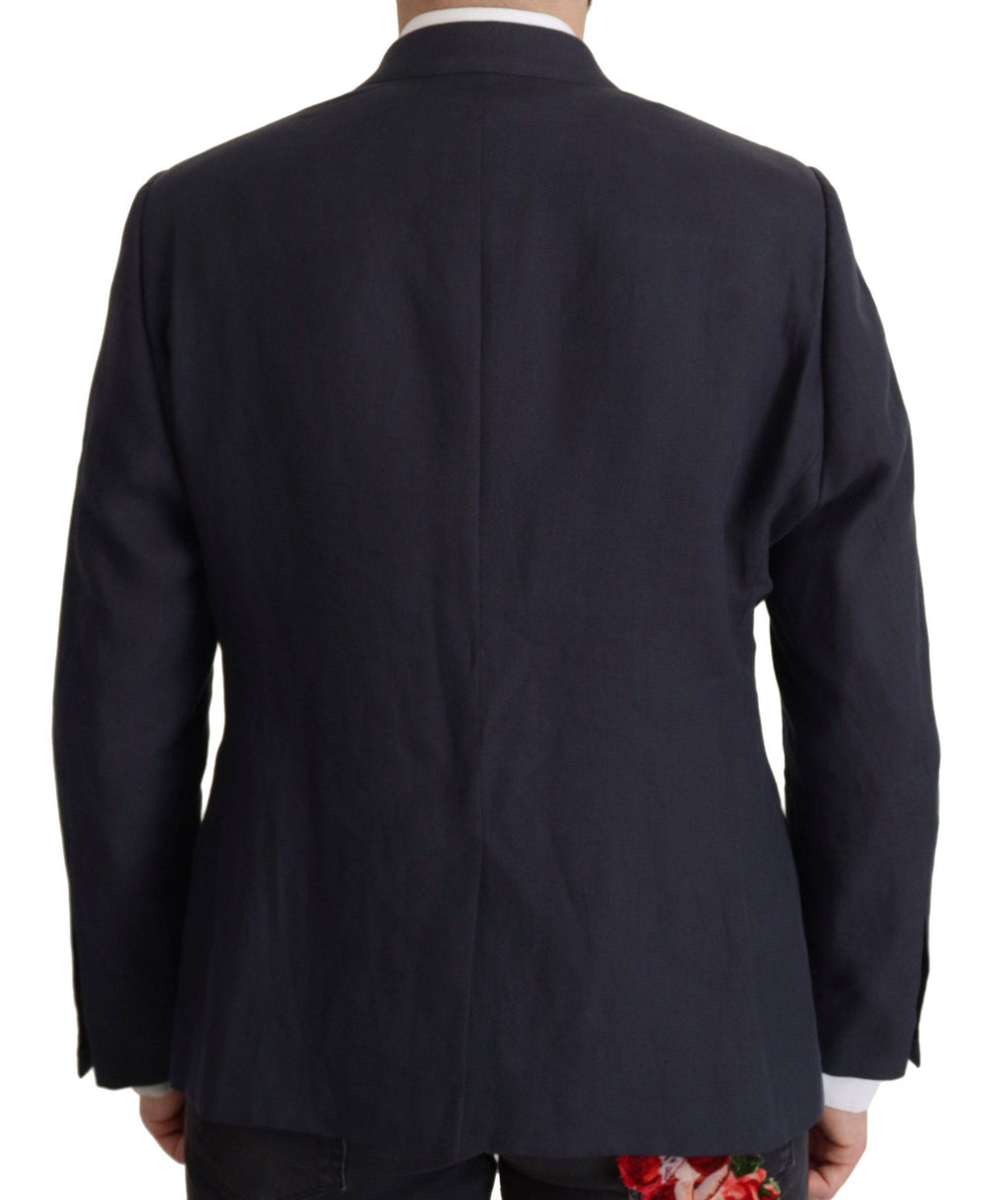 Veste blazer bleu foncé Dolce & Gabbana Alta Sartoria avec détails élégants et coupe sophistiquée, vue de face.