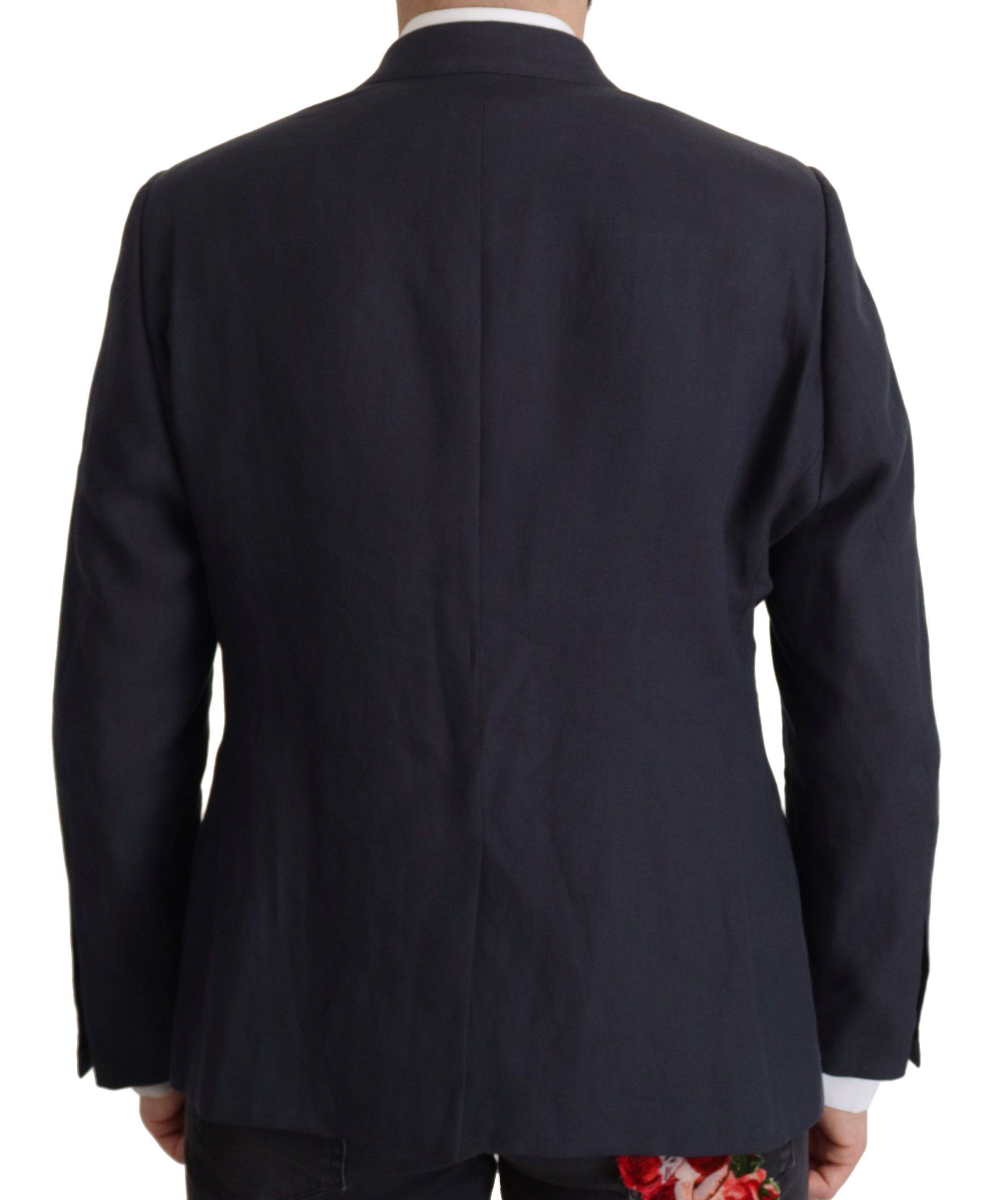 Veste blazer bleu foncé Dolce & Gabbana Alta Sartoria avec détails élégants et coupe sophistiquée, vue de face.