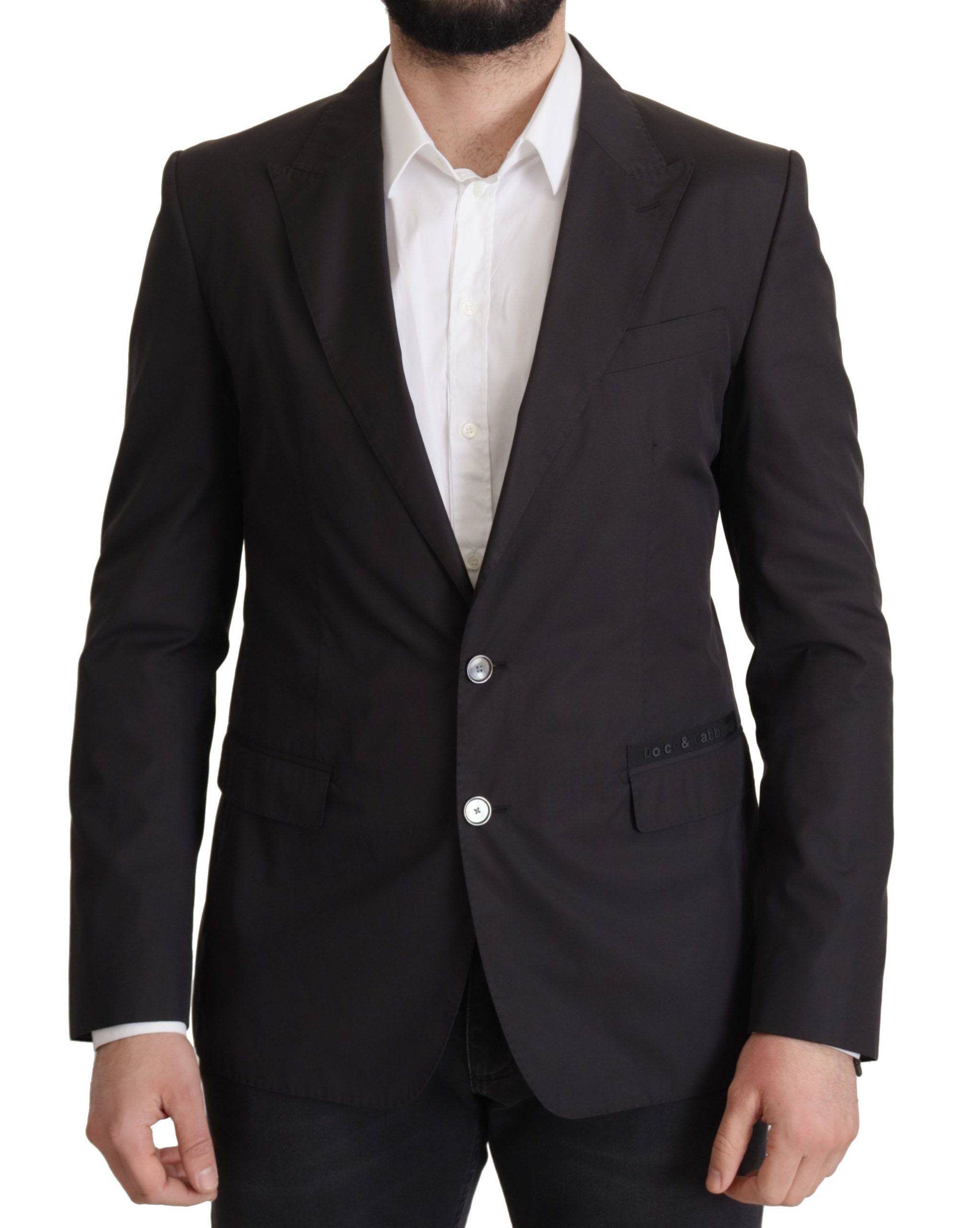 Blazer noir à un bouton Dolce & Gabbana Taormina, coupe classique, en tissu élégant, porté sur un mannequin.
